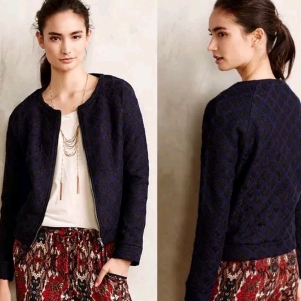 Anthropologie Moth Madeline Lace Bomber Jacket